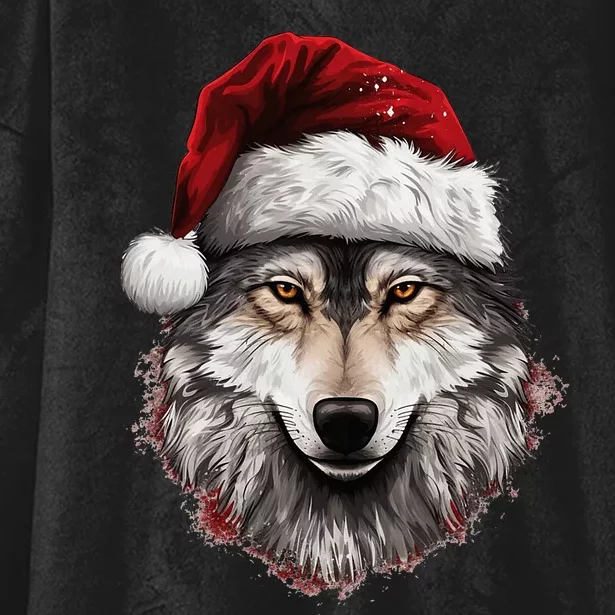 Wolf Christmas Funny Xmas Gift Animal Lovers Hooded Wearable Blanket