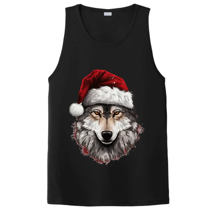 Wolf Christmas Funny Xmas Gift Animal Lovers Performance Tank