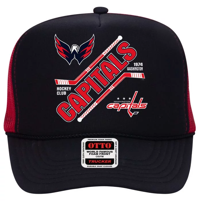 Washington Capitals Force Black Officially High Crown Mesh Trucker Hat