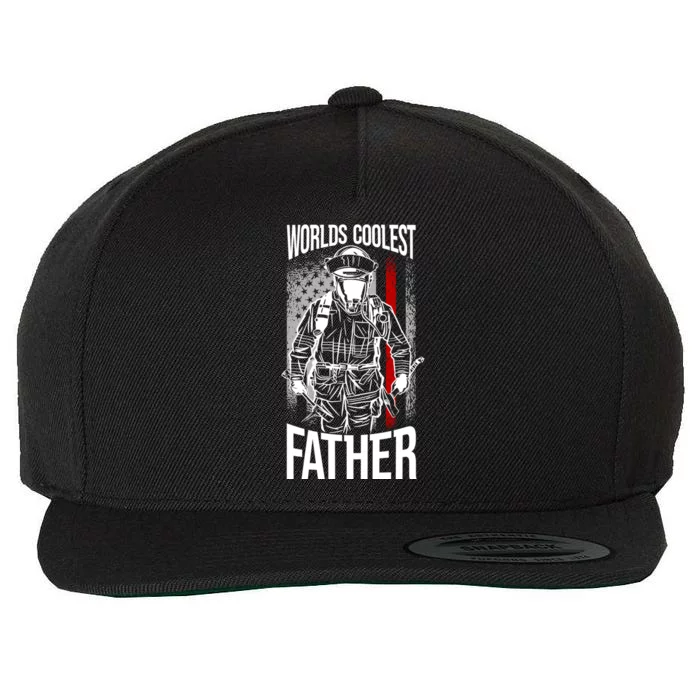 Worlds Coolest Father Fire American Flag Firefighter Dad Gift Wool Snapback Cap