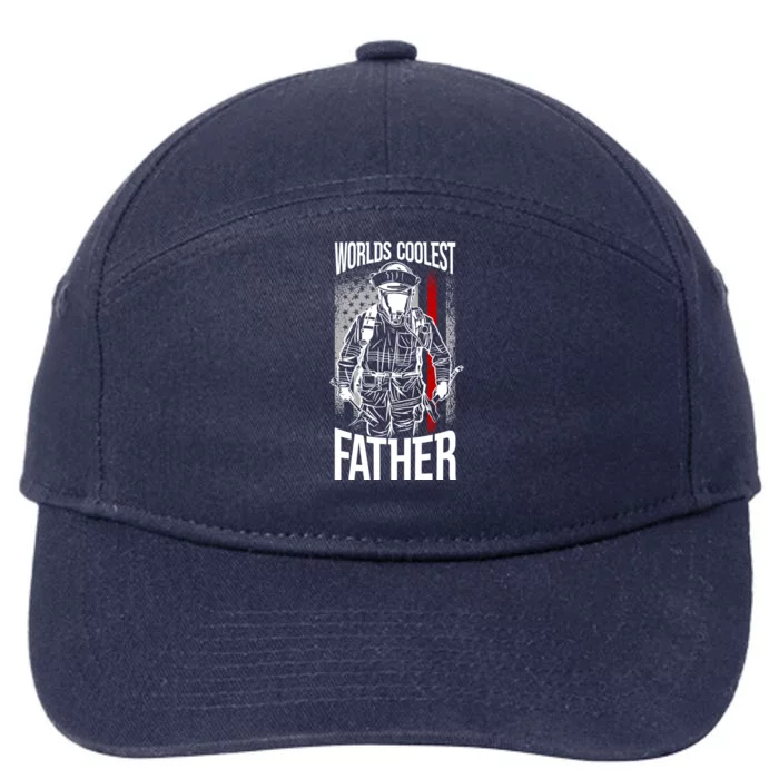 Worlds Coolest Father Fire American Flag Firefighter Dad Gift 7-Panel Snapback Hat