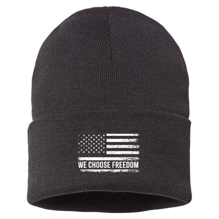 We Choose Freedom Kamalaharris Election Vote 2024 Flag Us Sustainable Knit Beanie