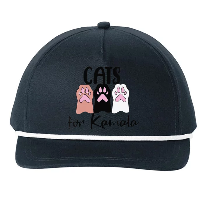 Women Cats For Kamala Funny Political Gift Snapback Five-Panel Rope Hat