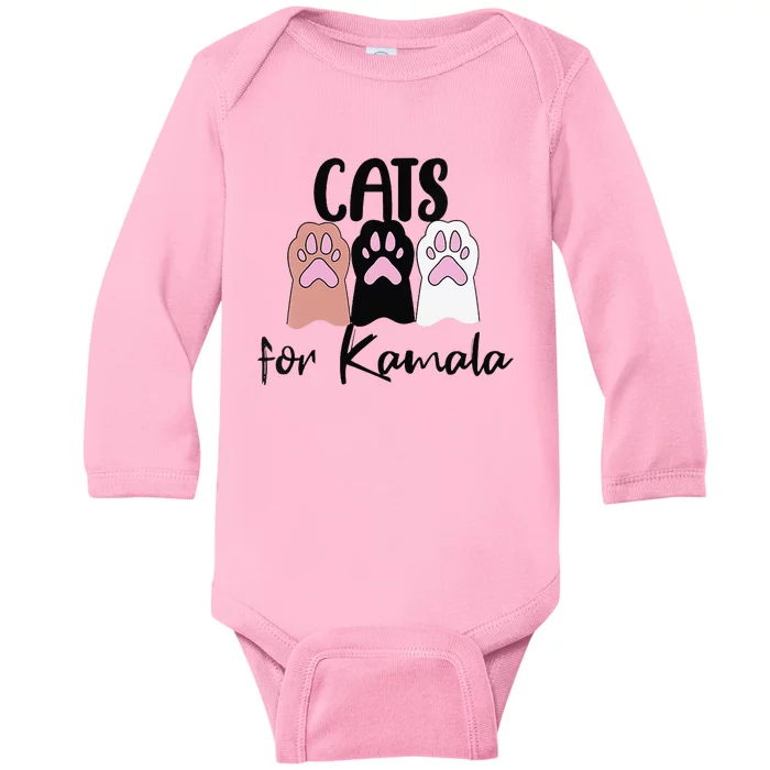 Women Cats For Kamala Funny Political Gift Baby Long Sleeve Bodysuit