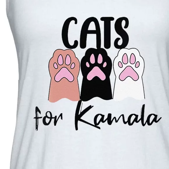 Women Cats For Kamala Funny Political Gift Ladies Essential Flowy Tank