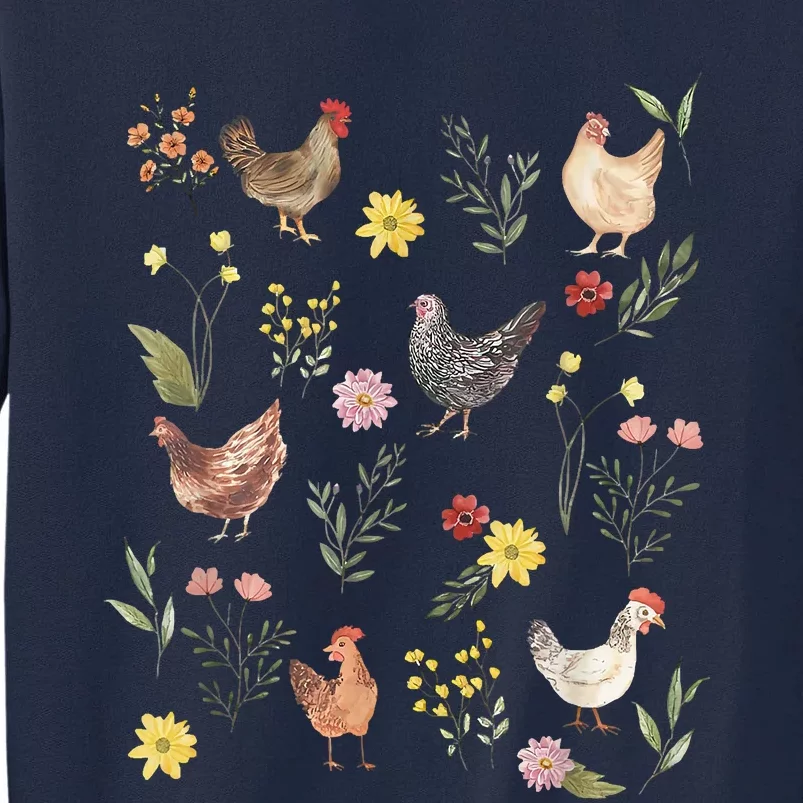 Wildflower Chicken Floral Chicken Lover Cute Farmer Flowers Tall Sweatshirt