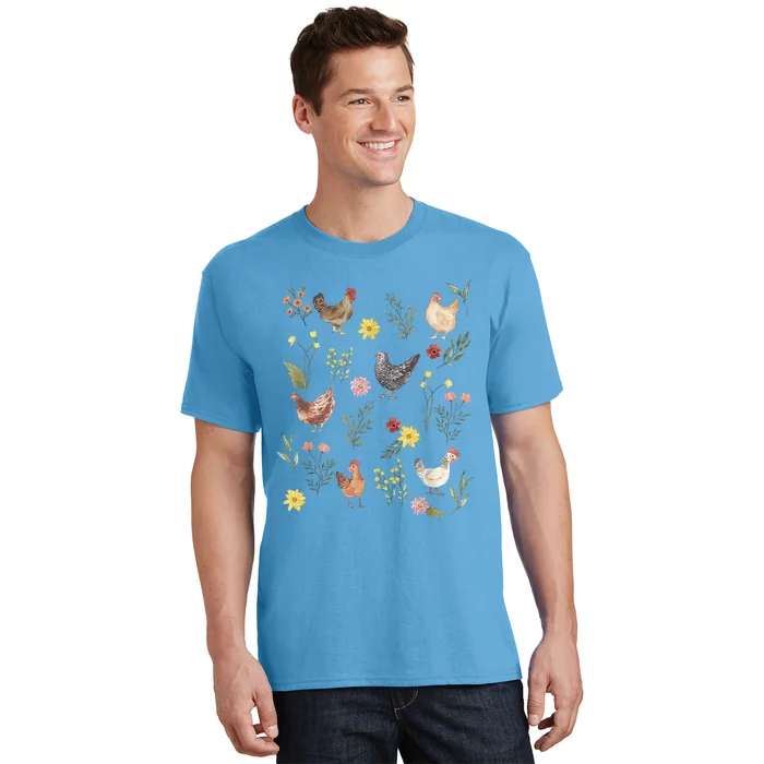 Wildflower Chicken Floral Chicken Lover Cute Farmer Flowers T-Shirt