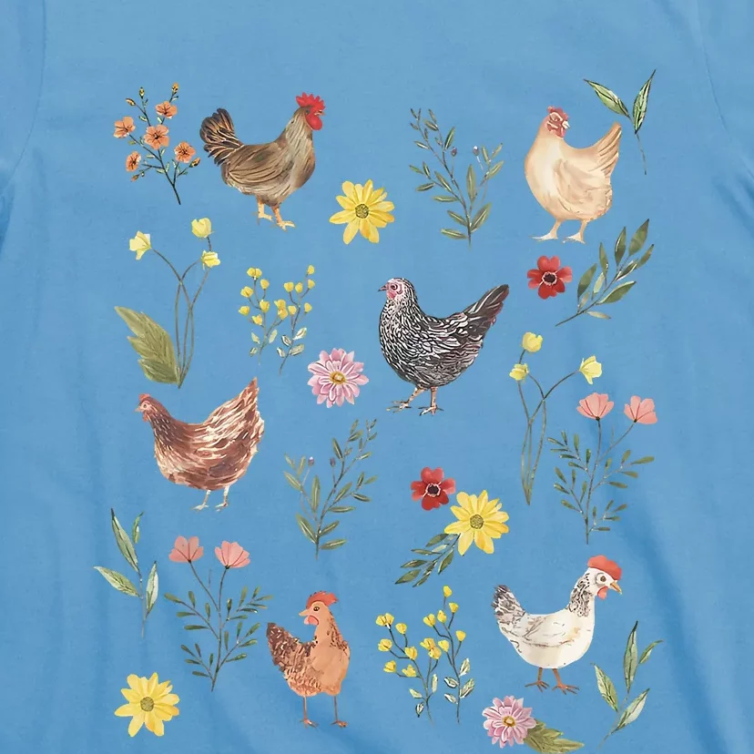 Wildflower Chicken Floral Chicken Lover Cute Farmer Flowers T-Shirt