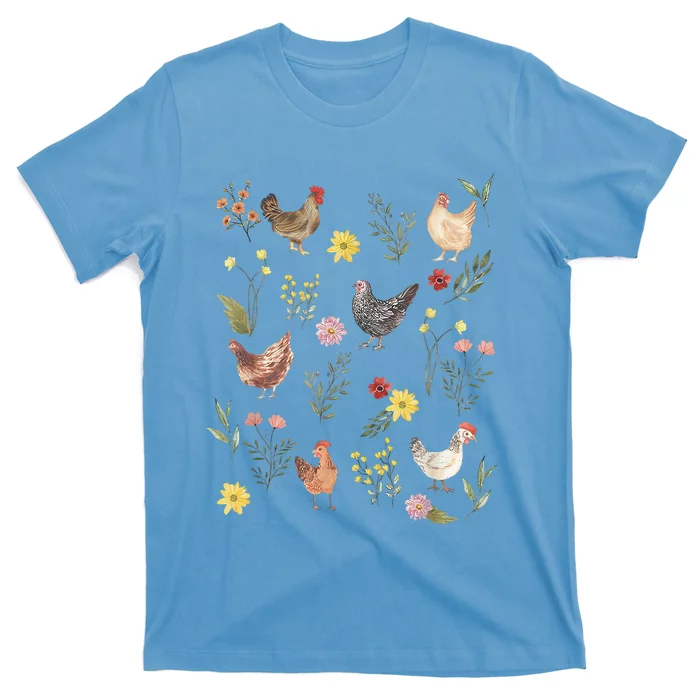 Wildflower Chicken Floral Chicken Lover Cute Farmer Flowers T-Shirt