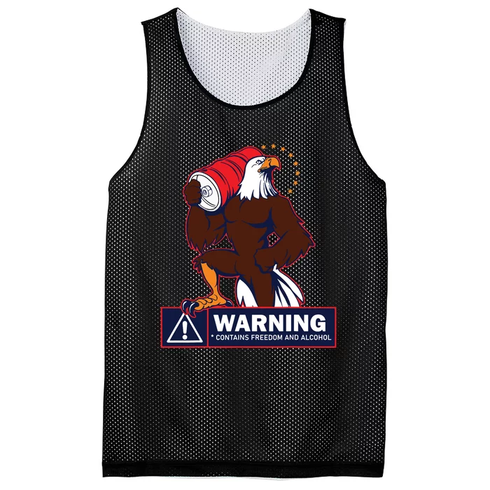 Warning Contains Freedom And Alcohol Mesh Reversible Basketball Jersey Tank