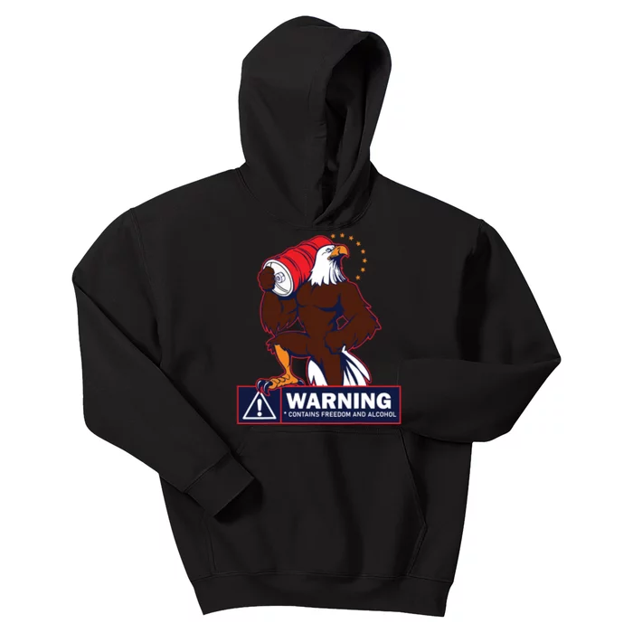 Warning Contains Freedom And Alcohol Kids Hoodie