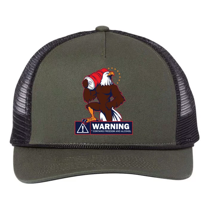 Warning Contains Freedom And Alcohol Retro Rope Trucker Hat Cap