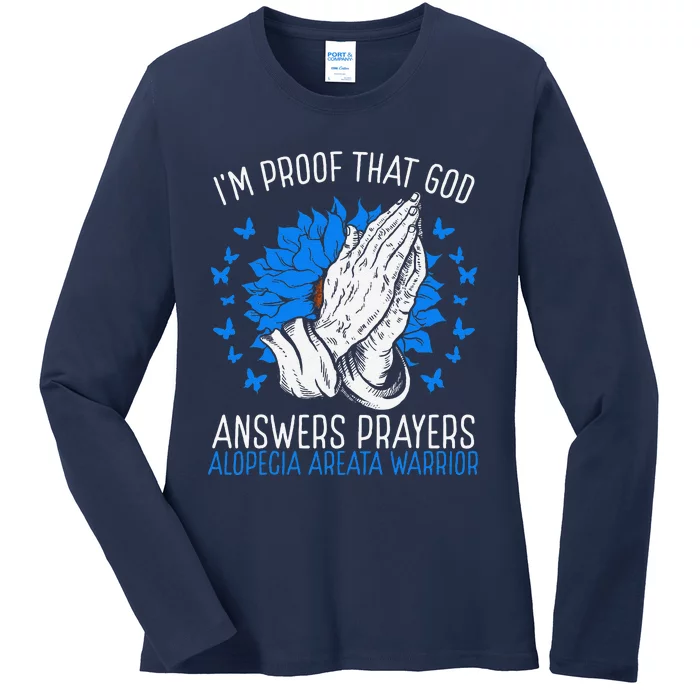 Warrior Christian Faith God Alopecia Areata Awareness Ribbon Ladies Long Sleeve Shirt