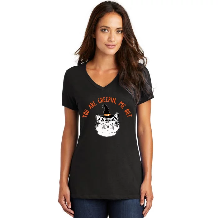 Witch Cat Funny Saying Costume Easy Animal Halloween Gifts Women's V-Neck T-Shirt