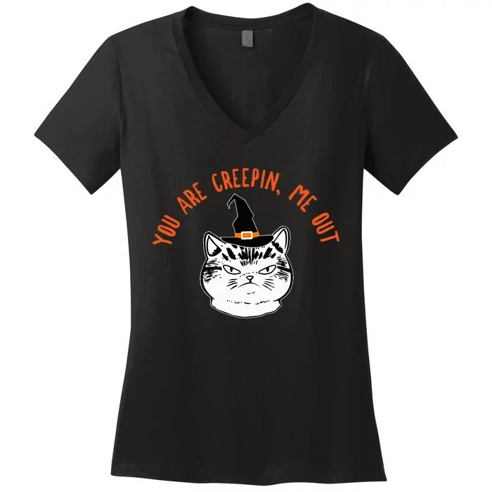 Witch Cat Funny Saying Costume Easy Animal Halloween Gifts Women's V-Neck T-Shirt