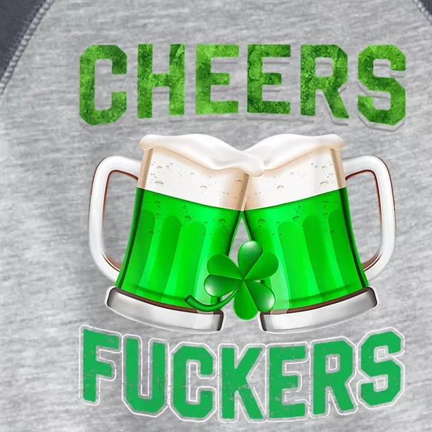 Wo Cheers Fuckers Funny StPatricks Day Irish Drinking V-Neck Toddler Fine Jersey T-Shirt