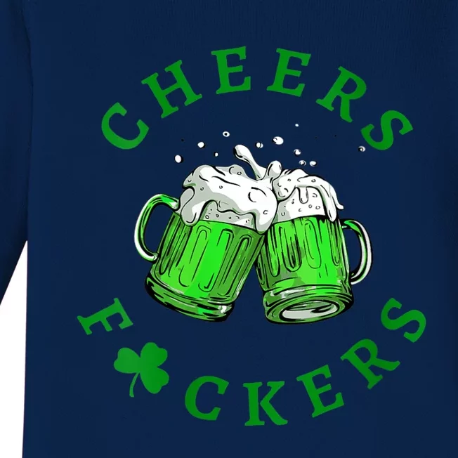 Womens Cheers Fuckers St Patricks Day Men Women Beer Drinking Mugs Baby Long Sleeve Bodysuit