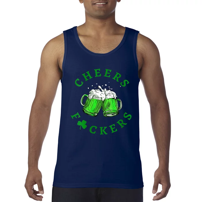 Womens Cheers Fuckers St Patricks Day Men Women Beer Drinking Mugs Tank Top