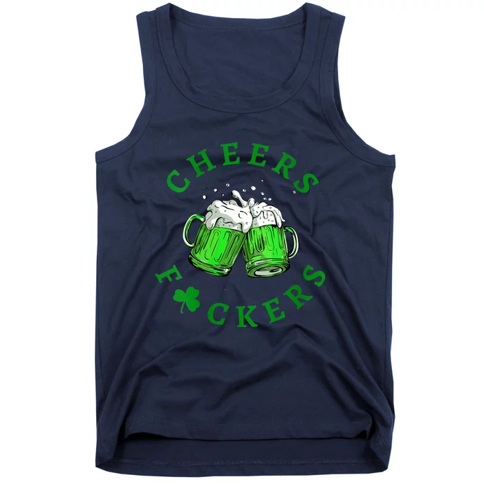 Womens Cheers Fuckers St Patricks Day Men Women Beer Drinking Mugs Tank Top