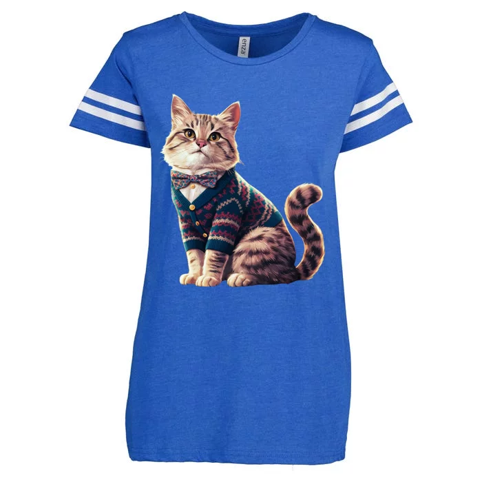 Winter Cat Funny Gift Enza Ladies Jersey Football T-Shirt