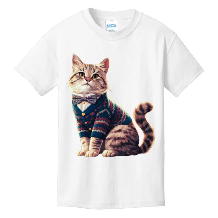 Winter Cat Funny Gift Kids T-Shirt