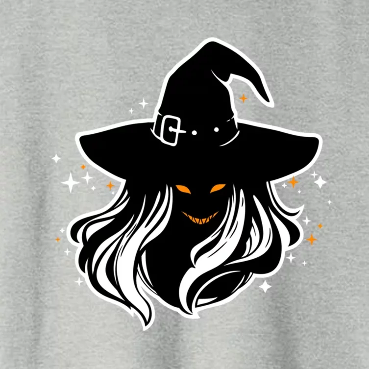 Witch Creepy Face Halloween Art Design Costume Gift Women's Crop Top Tee