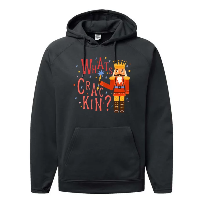 Whats Crackin? Funny Christmas Nutcracker Gift Performance Fleece Hoodie