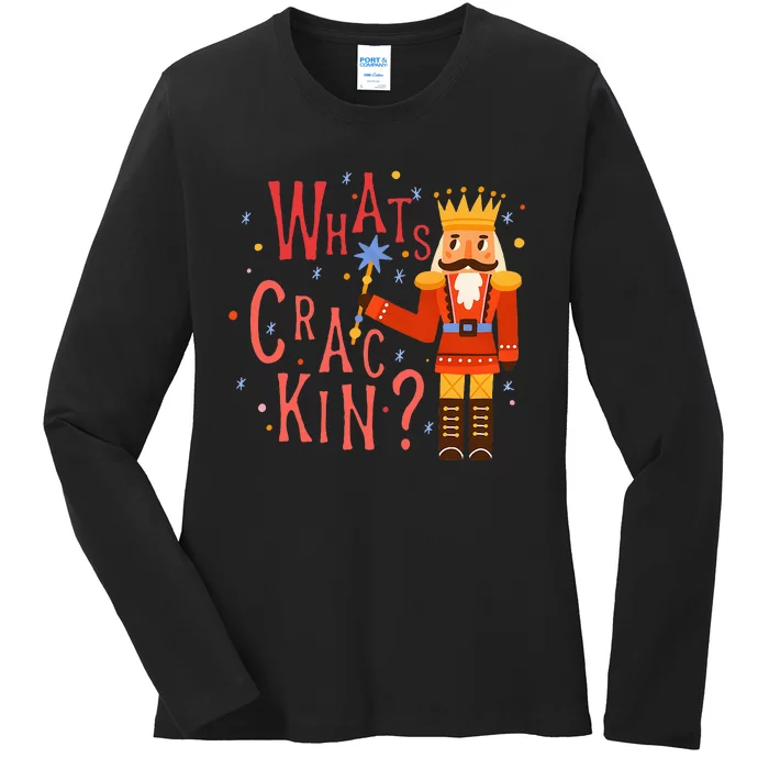 Whats Crackin? Funny Christmas Nutcracker Gift Ladies Long Sleeve Shirt