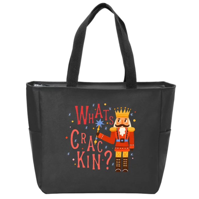 Whats Crackin? Funny Christmas Nutcracker Gift Zip Tote Bag