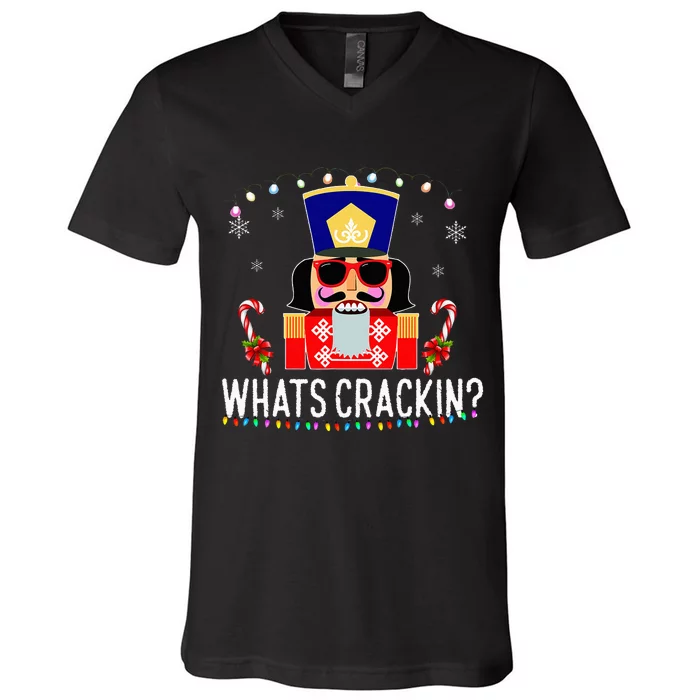 Whats Crackin Funny Christmas Nutcracker Gift V-Neck T-Shirt