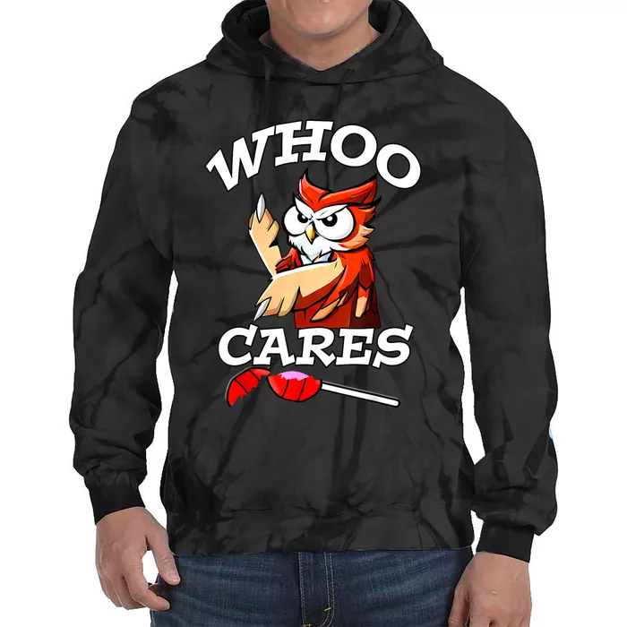 Whoo Cares Funny Owl By Yoraytees Tie Dye Hoodie