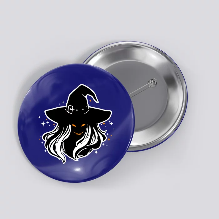 Witch Creepy Face Halloween Art Design Costume Gift Button