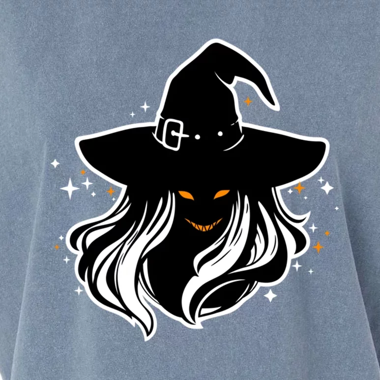 Witch Creepy Face Halloween Art Design Costume Gift Garment-Dyed Women's Muscle Tee