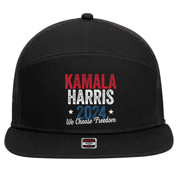 We Choose Freedom Kamala Harris 7 Panel Mesh Trucker Snapback Hat