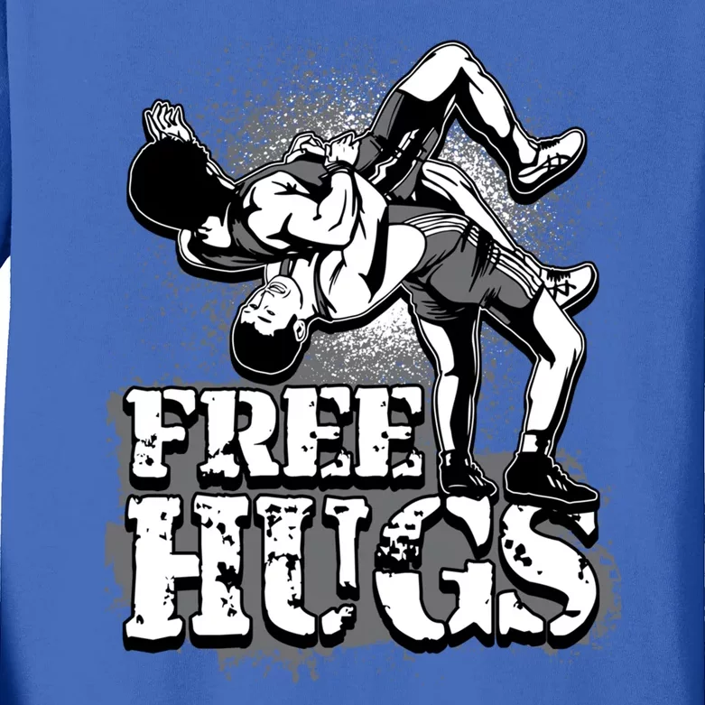 Wrestling Cool Gift Free Hugs Cool Gift Gift Kids Long Sleeve Shirt