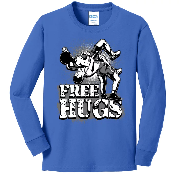 Wrestling Cool Gift Free Hugs Cool Gift Gift Kids Long Sleeve Shirt