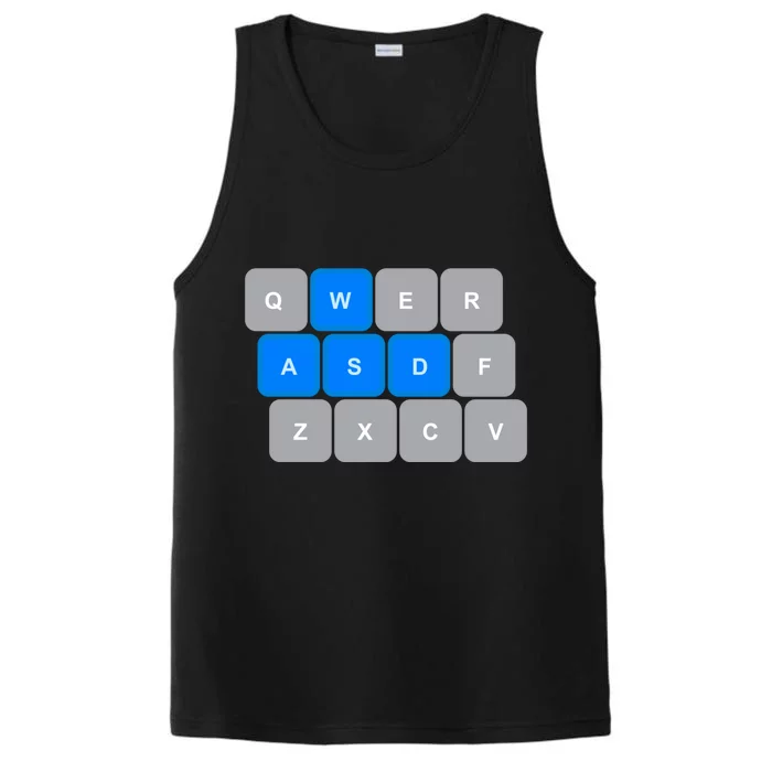 Wasd Computer Gaming Funny Gift For Pc Gamers Funny Blue Performance Tank