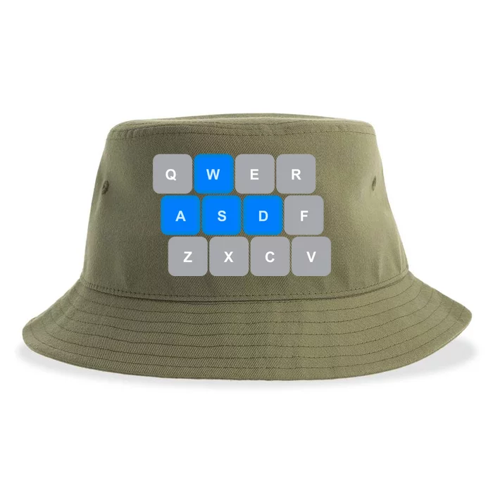 Wasd Computer Gaming Funny Gift For Pc Gamers Funny Blue Sustainable Bucket Hat