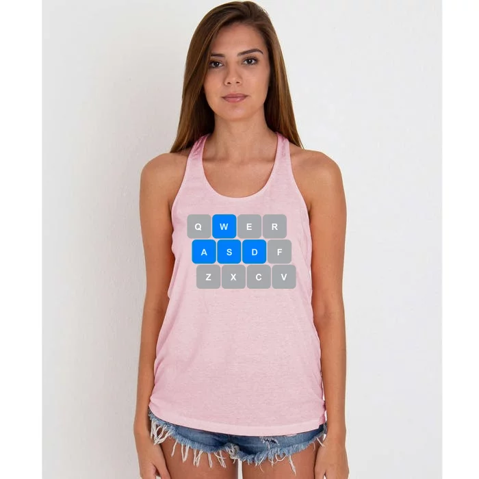 Wasd Computer Gaming Funny Gift For Pc Gamers Funny Blue Women's Knotted Racerback Tank