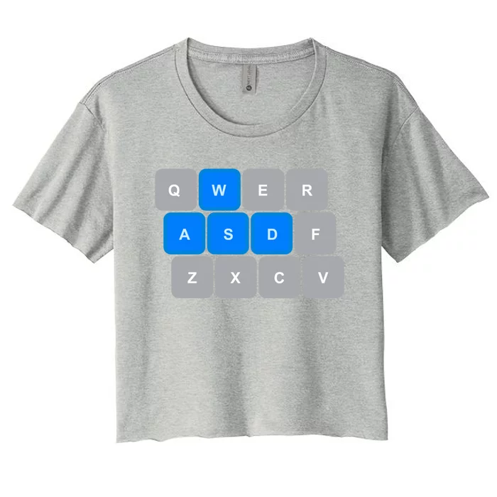 Wasd Computer Gaming Funny Gift For Pc Gamers Funny Blue Women's Crop Top Tee