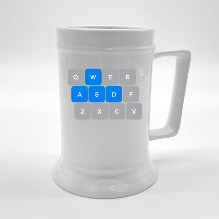 Wasd Computer Gaming Funny Gift For Pc Gamers Funny Blue Front & Back Beer Stein