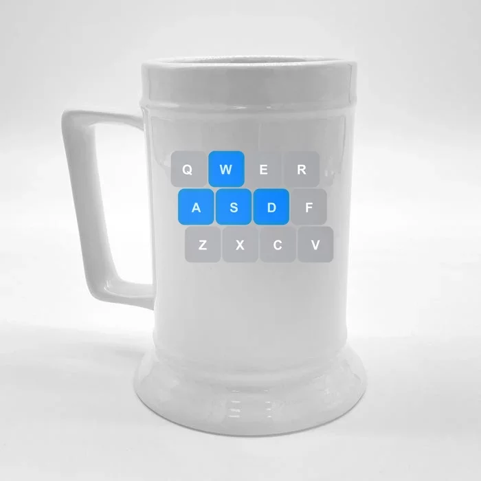 Wasd Computer Gaming Funny Gift For Pc Gamers Funny Blue Front & Back Beer Stein