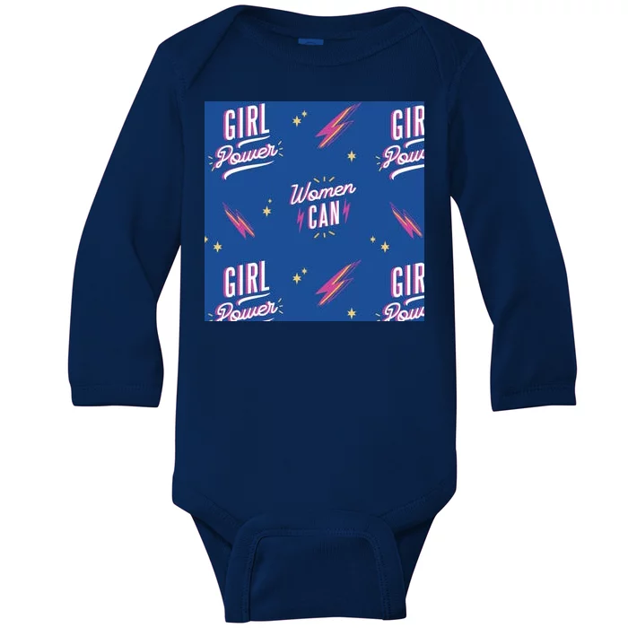 Women Can Girl Power Feminist Baby Long Sleeve Bodysuit