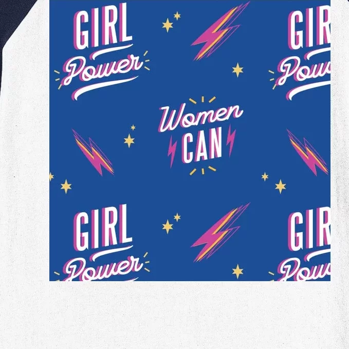 Women Can Girl Power Feminist Baseball Sleeve Shirt