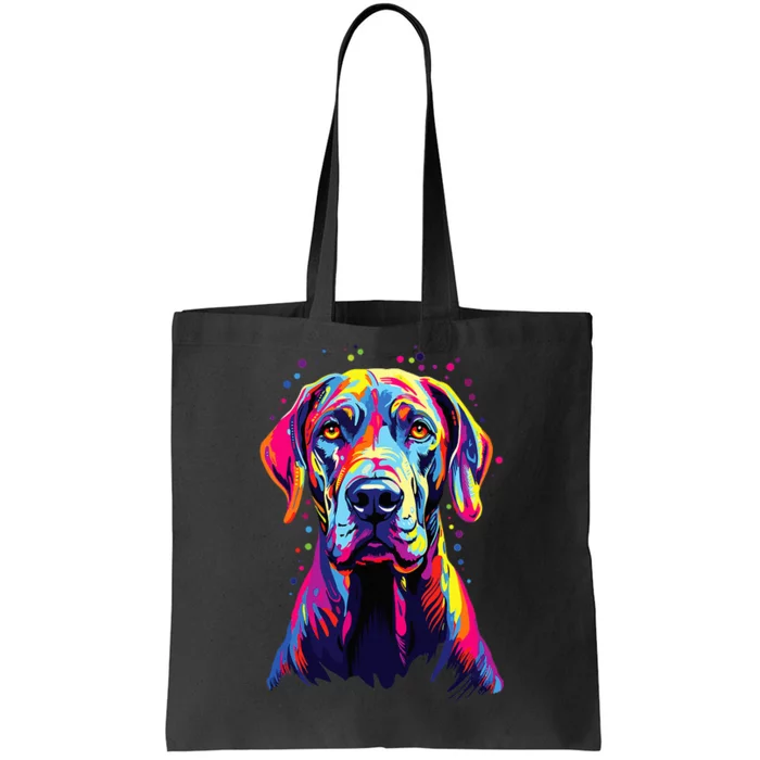 Watercolor Colorful Great Dane Dog Tote Bag