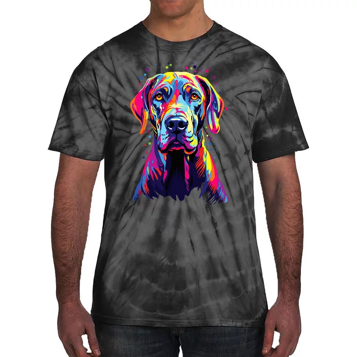 Watercolor Colorful Great Dane Dog Tie-Dye T-Shirt