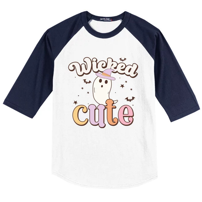 Witched Cute Ghost Halloween Retro Gift Baseball Sleeve Shirt