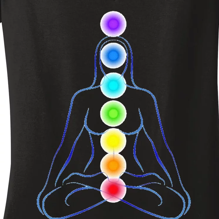 Womens Chakra Gifts For Yoga Reiki & Meditation Seven 7 Chakras Women's V-Neck T-Shirt