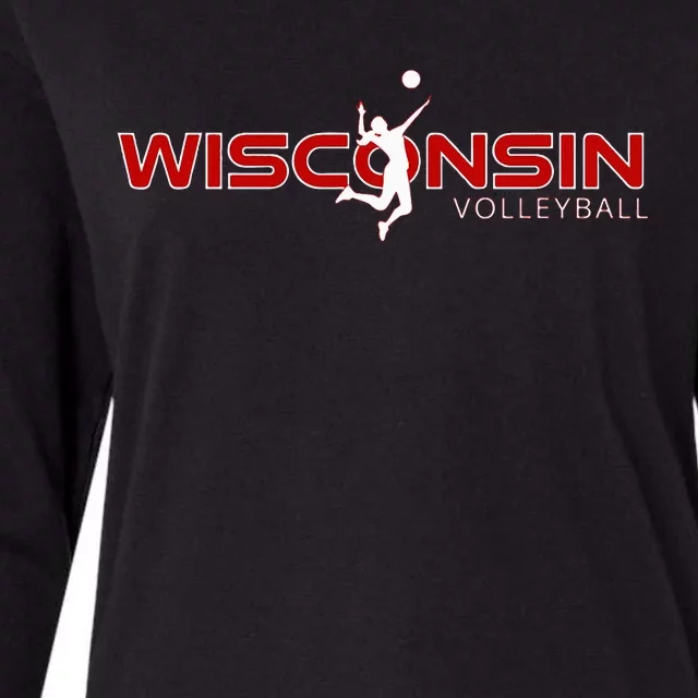 Wi Court Game The Badger State Souvenir Wisconsin Volleyball Womens Cotton Relaxed Long Sleeve T-Shirt