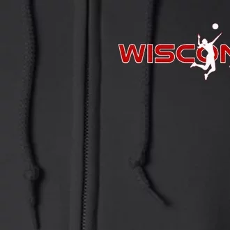 Wi Court Game The Badger State Souvenir Wisconsin Volleyball Full Zip Hoodie